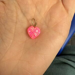 Pink fire opal Heart Pendant with 14k gold